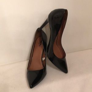 “Sky High Stilettos” black patent leather look